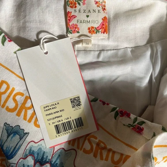 NWT Sezane x Farm Rio Lola Wrap Mini Skirt 34 - Picture 6 of 6